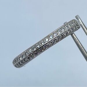 925 Sterling Silver CZ Half Eternity Band Ring Minimalist Stackable Sz 4